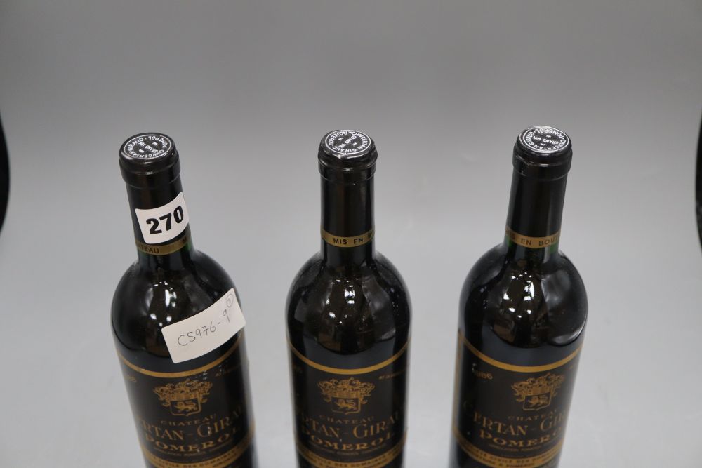 Three bottles of Chateau Certan-Giraud Pomerol 1986